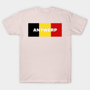 Antwerp City in Belgian Flag T-Shirt